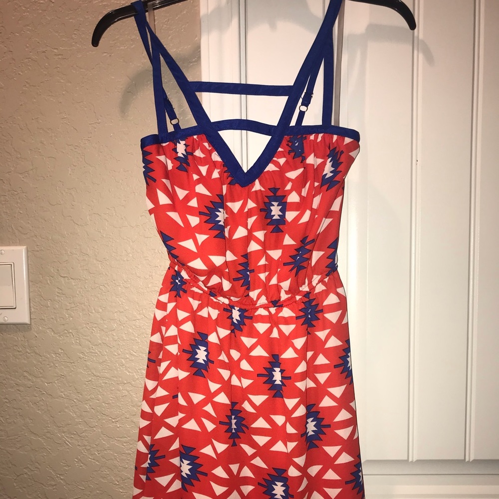 Gianni Binni Red/White/Blue Strappy Skater Dress